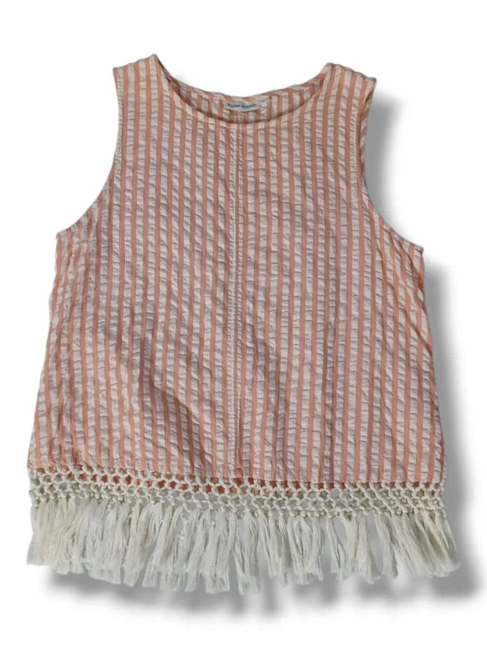Roller Rabbit Womens Tianna Top And Pants Set Fringe Coral Stripe CoverUp Size M